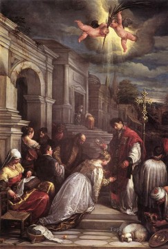 San Valentín bautizando a Santa Lucila Jacopo Bassano Pinturas al óleo